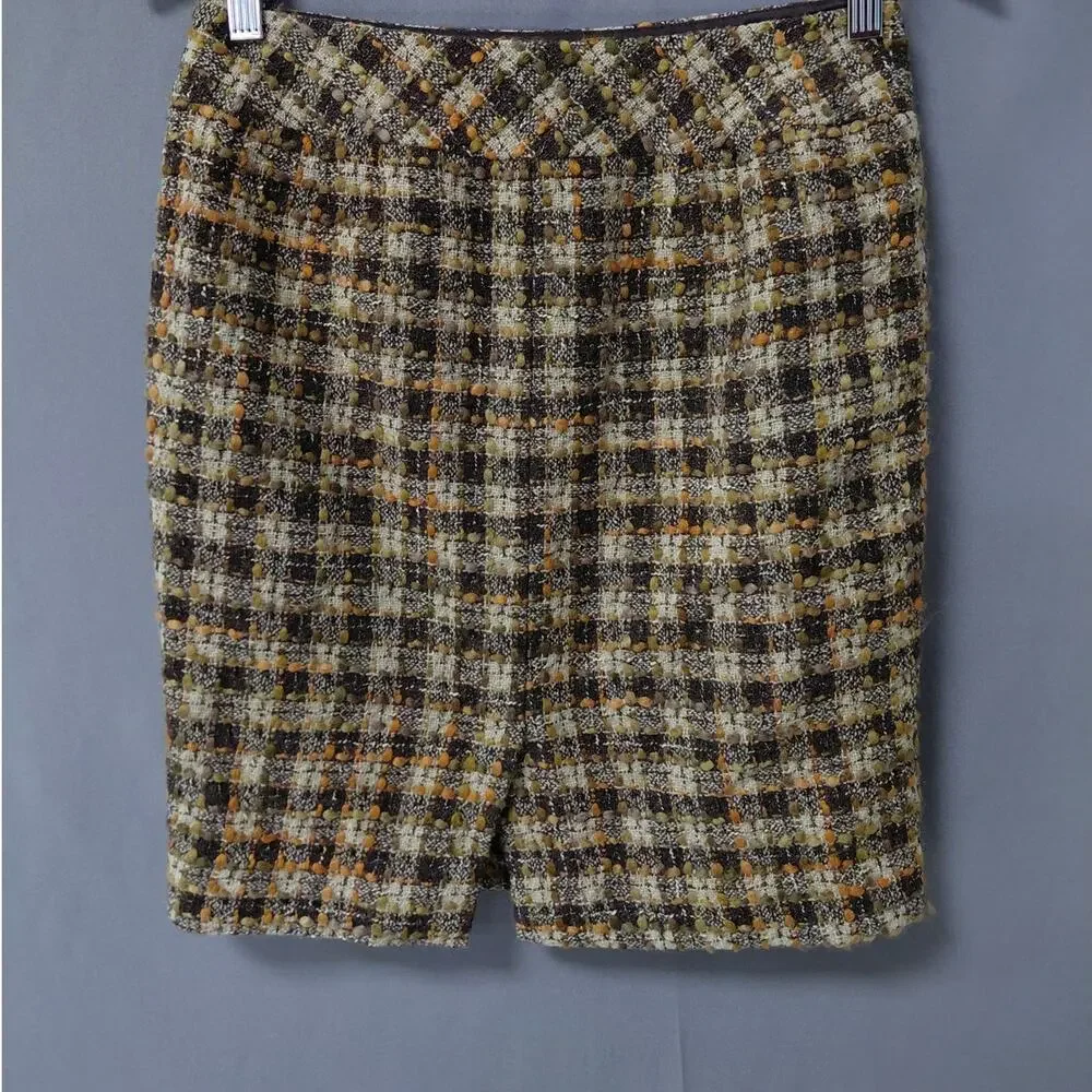 Ann Taylor LOFT Petites Wool Blend Multicolor Pencil Mini Skirt Women Size 0P